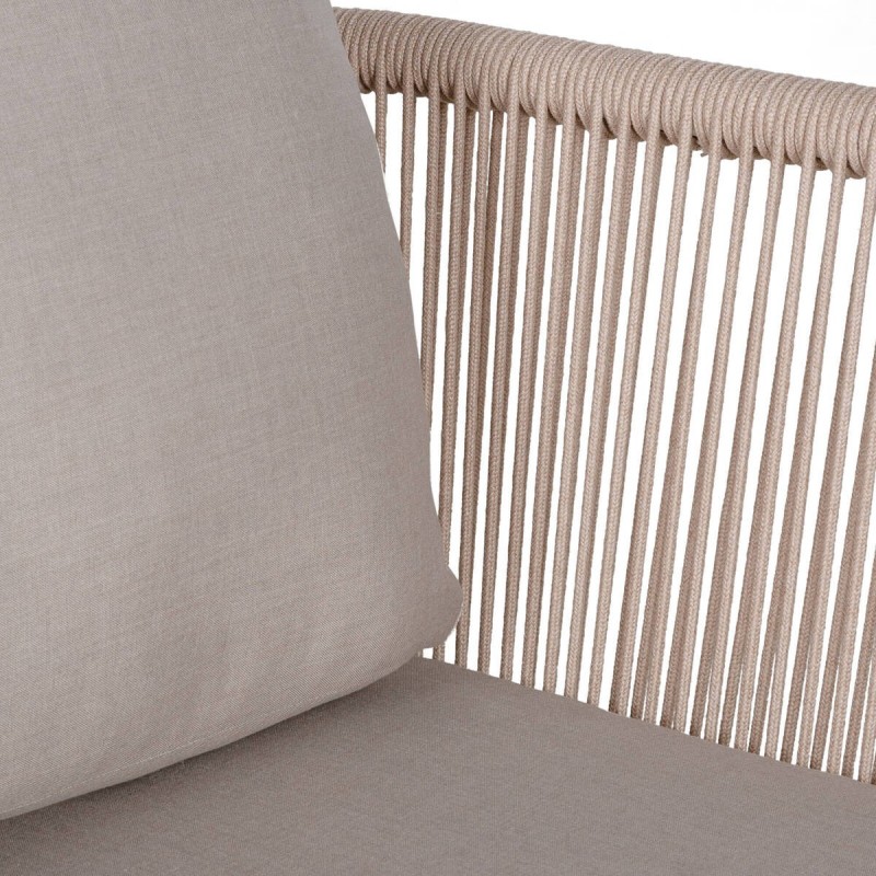 Sofia outdoor armchair in earth color, made of aluminum and interwoven rope, 92x52x70cm