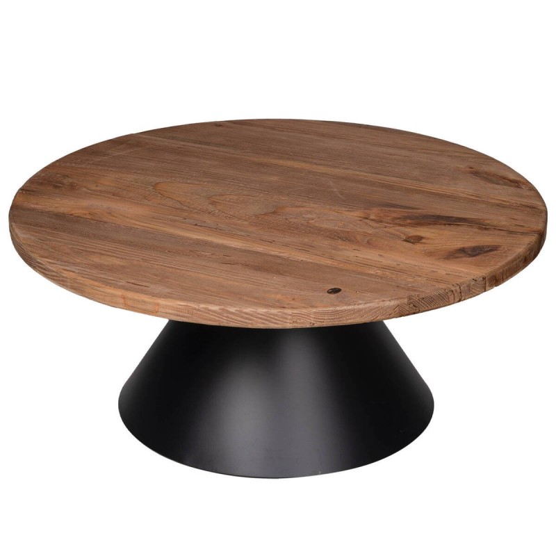 Mesa de centro de pino con base forma cono 80x80x35cm