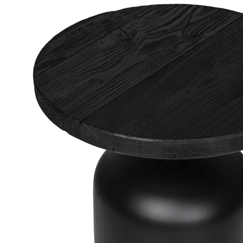 Mesa de rincón de madera de pino reciclado negro 50x50x45cm