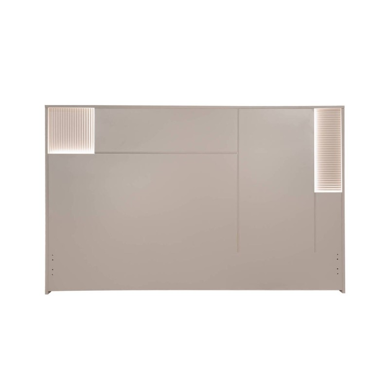 Oslo headboard, matte grey lacquered, with LED lights, 195x11x130cm