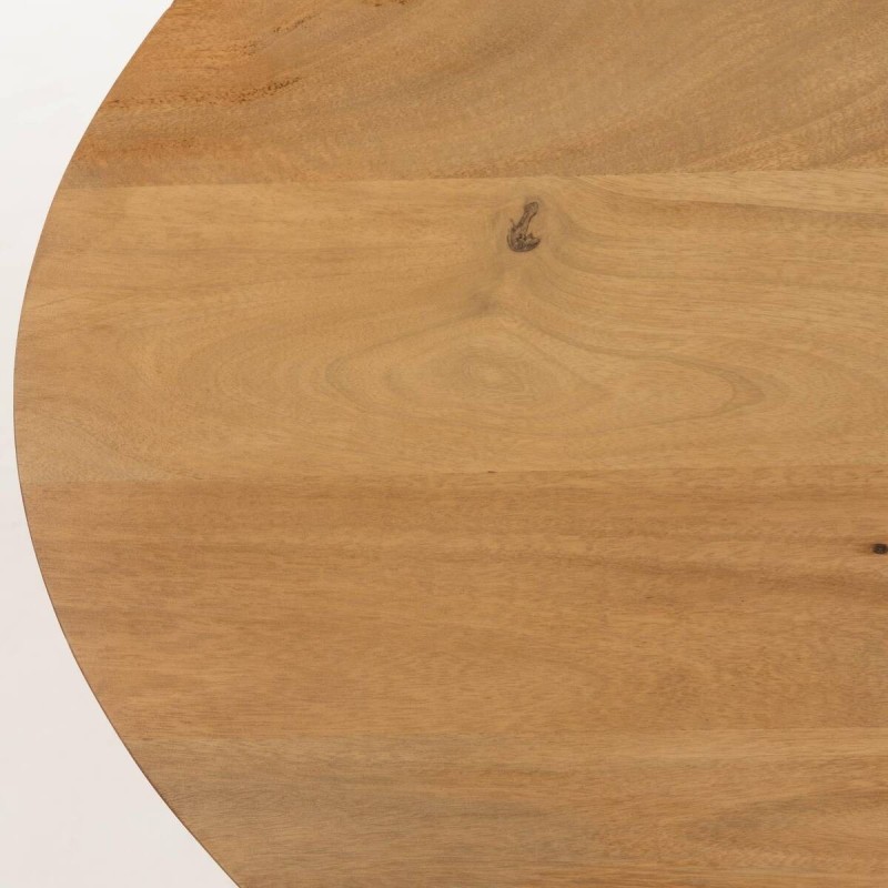 Mesa leska de madera maciza de mango y pie de acero 200x110cm