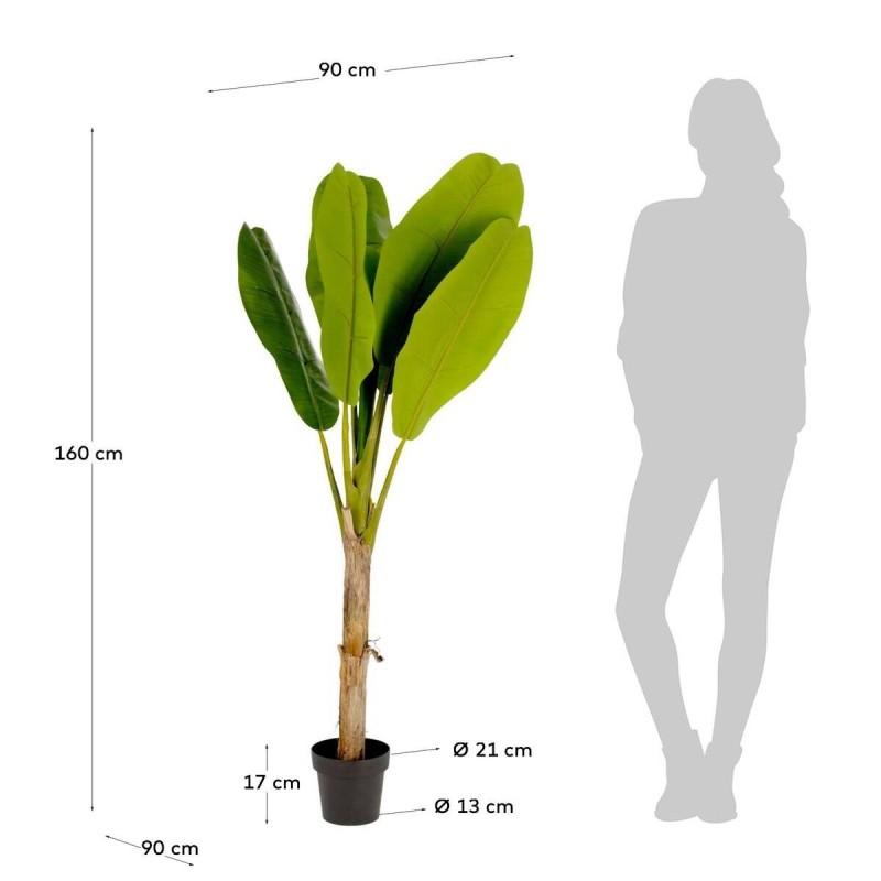 Artificial banana plant with black pot, 160 cm