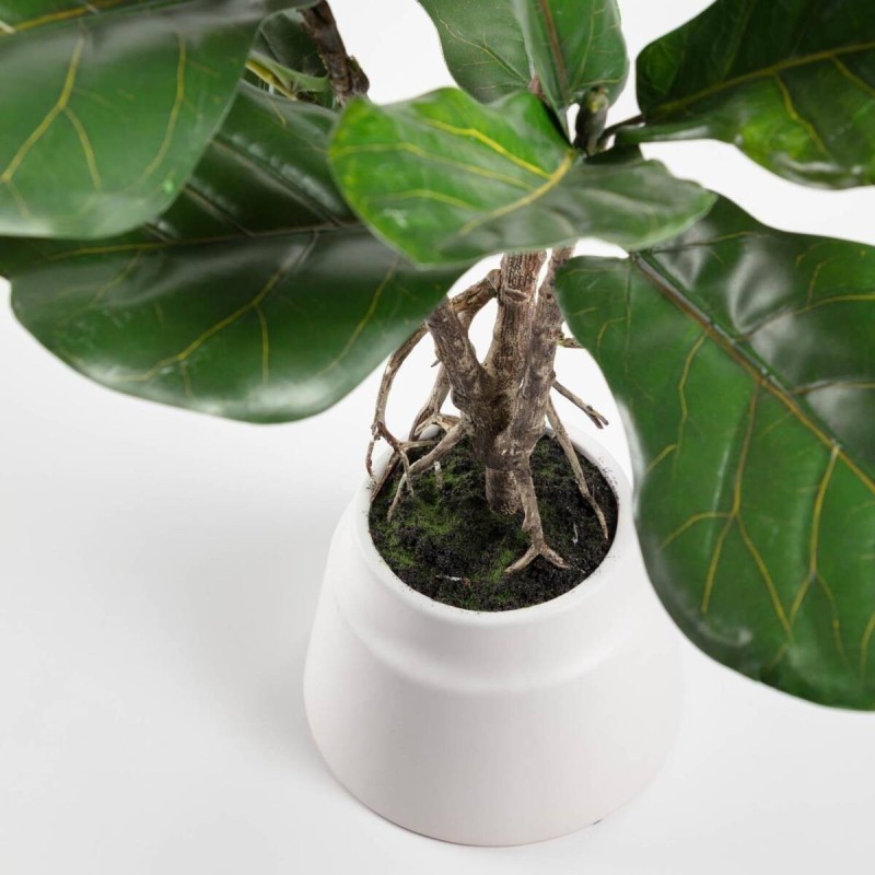 Artificial Lyrata plant with white ceramic pot, 60 cm