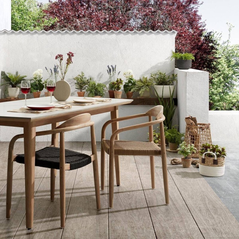 Silla nina de madera maciza acacia y cuerda negro 50x56x78cm