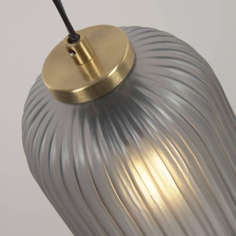 Hestia metal ceiling lamp with brass finish and grey glass 22x14x14cm