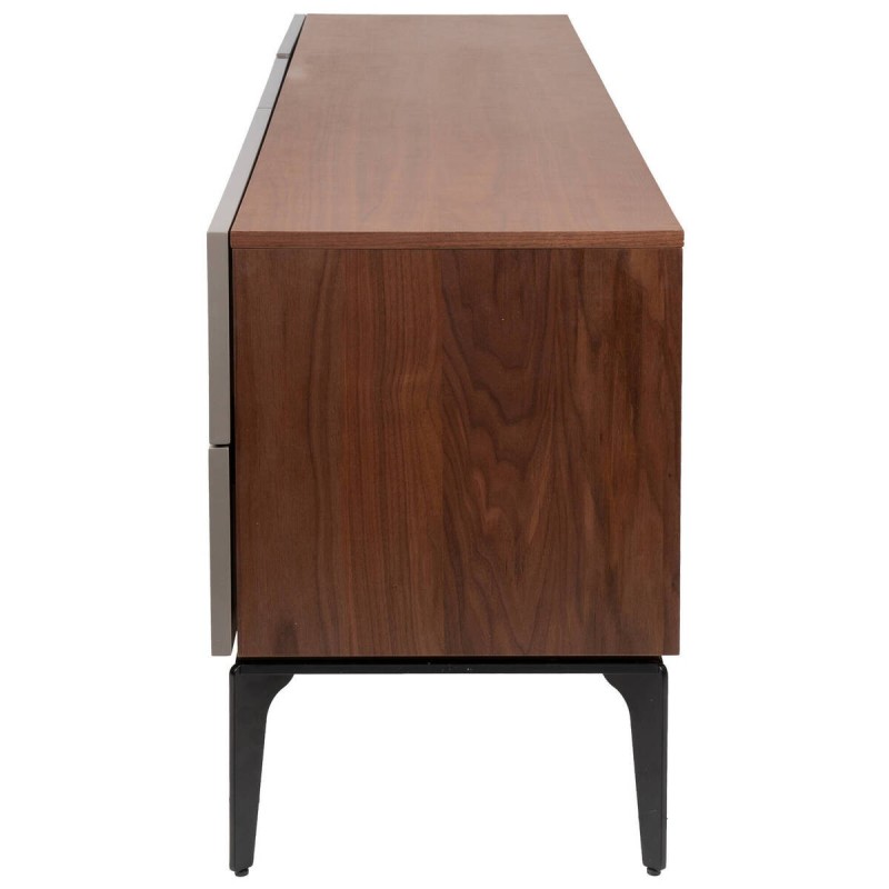 Mesa de tv de chapa de nogal y lacado piedra 180x42x61cm