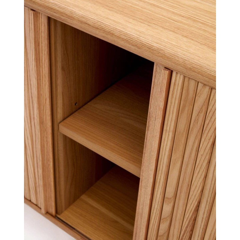 Aparador Mailen 2 puertas en chapa de fresno con acabado natural 180 x 75 cm