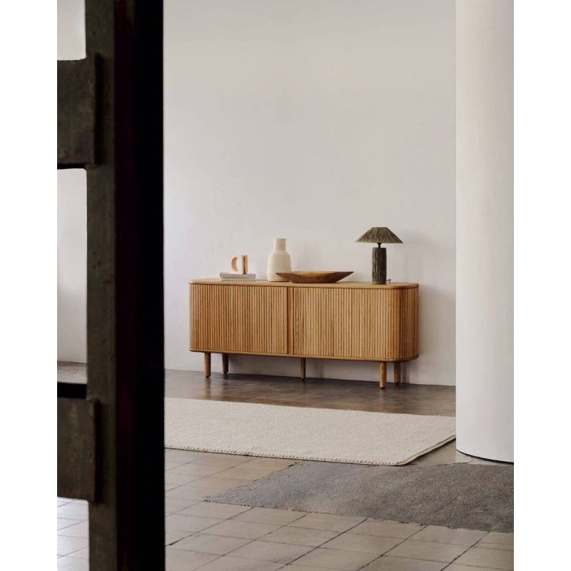 Aparador Mailen 2 puertas en chapa de fresno con acabado natural 180 x 75 cm