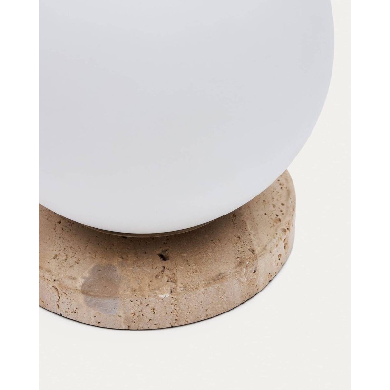 Malachi table lamp, frosted crystal and travertine stone, 20x22cm
