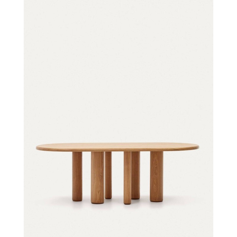 Mesa ovalada Mailen en chapa de fresno con acabado natural Ø 220 x 105 cm