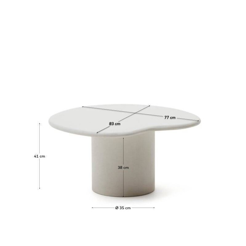 Macarella coffee table in white cement 83x77 cm