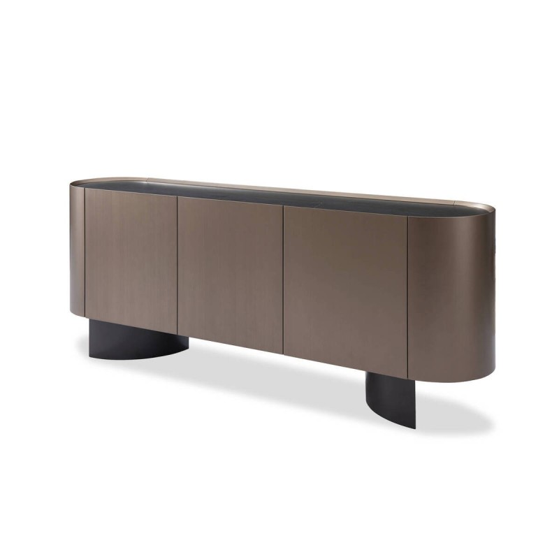 Modern sideboard with black ceramic and bronze finish 200x44x80 cm