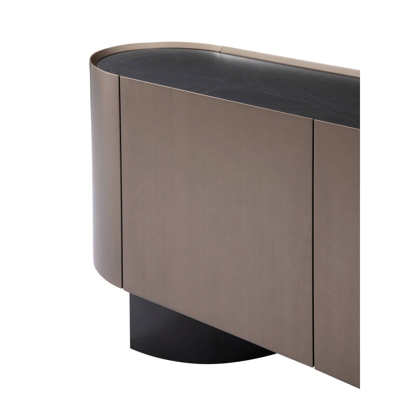 Modern sideboard with black ceramic and bronze finish 200x44x80 cm