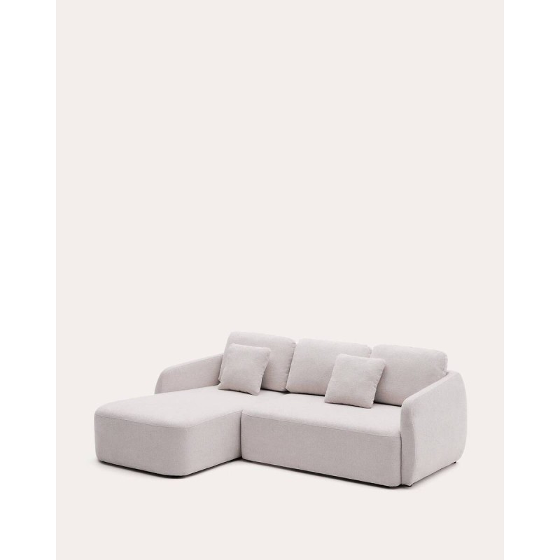 Sofá cama Laira 3 plazas de chenilla con chaise longue izquierda crudo 246 cm FSC Mix Credit
