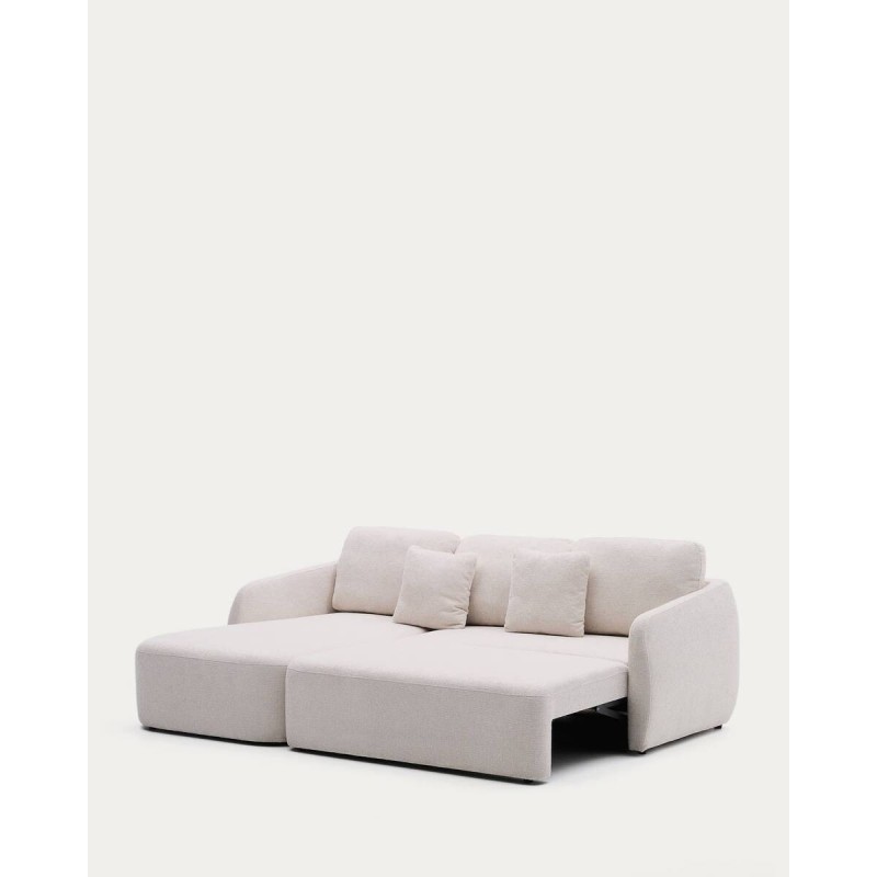 Sofá cama Laira 3 plazas de chenilla con chaise longue izquierda crudo 246 cm FSC Mix Credit