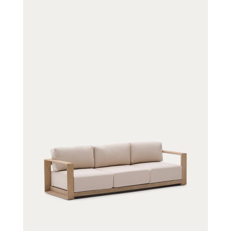 Sofá ambra de 3 plazas de madera maciza de acacia con acabado claro 249 cm
