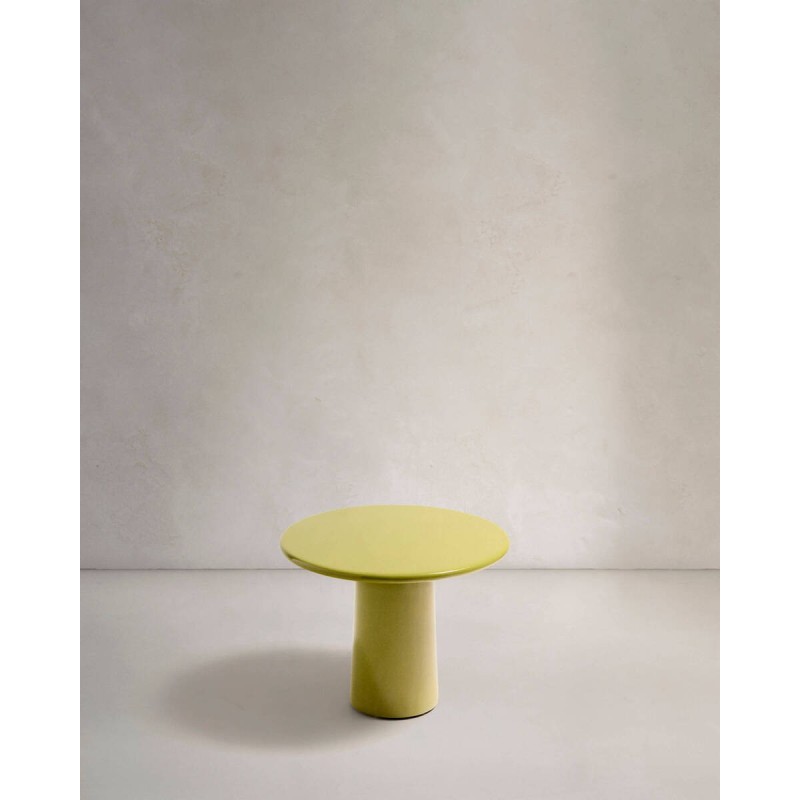 MESA DE CENTRO ALBANELLA REDONDA DE CEMENTO VERDE BRILLANTE 65cm