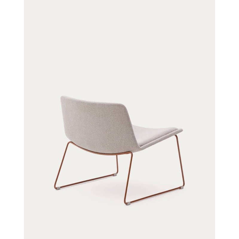 Zahara armchair, beige with terracotta-finished steel legs, 68x74x69cm