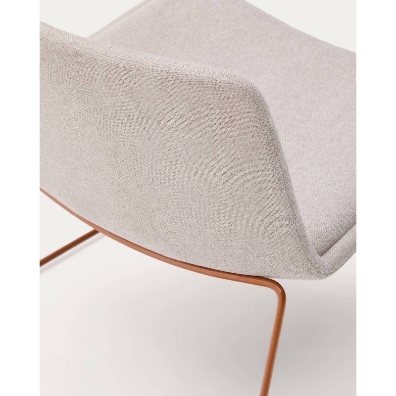 Zahara armchair, beige with terracotta-finished steel legs, 68x74x69cm