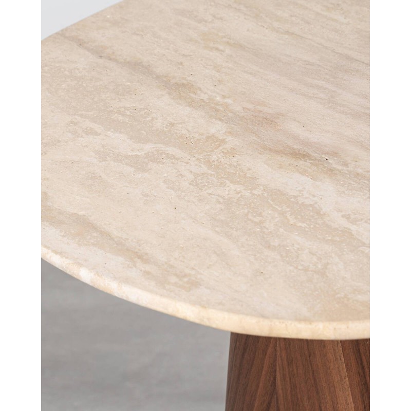 Nativa side table in travertine and walnut