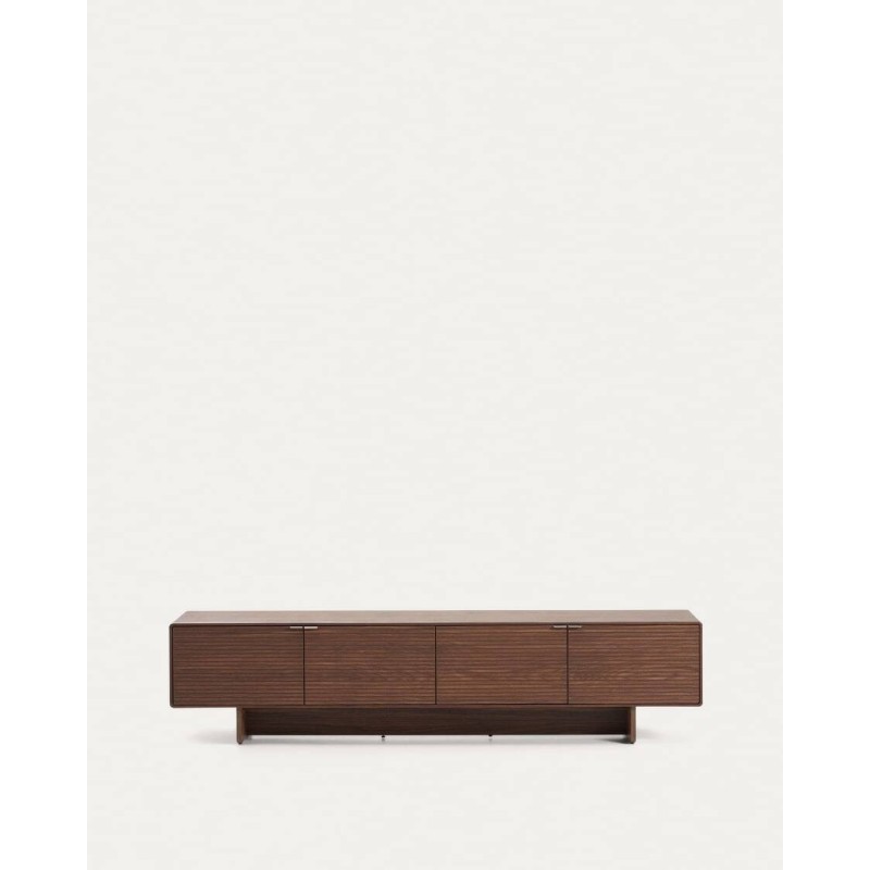Norlen TV unit with 4 doors in FSC walnut veneer, Mix Credit, 200 x 46 cm