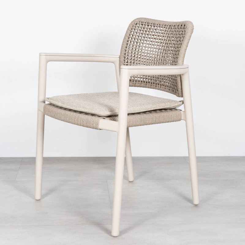 Tolo Terrace Chair with Armrests, Olefin Rope and Aluminum Frame