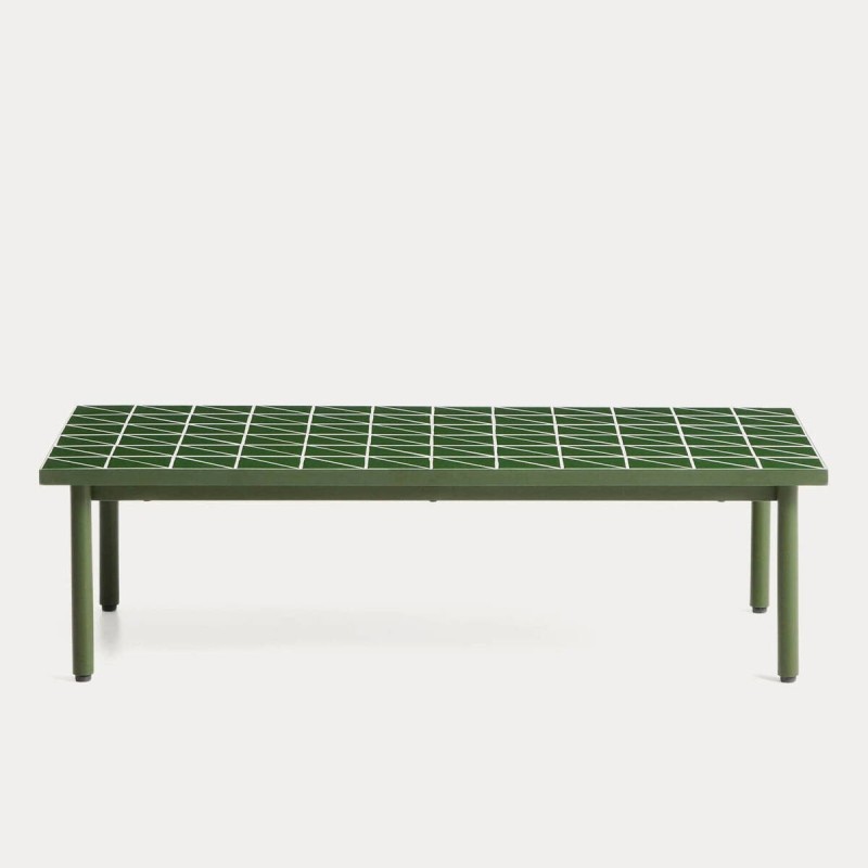 Maurina green outdoor coffee table with geometric ceramic top