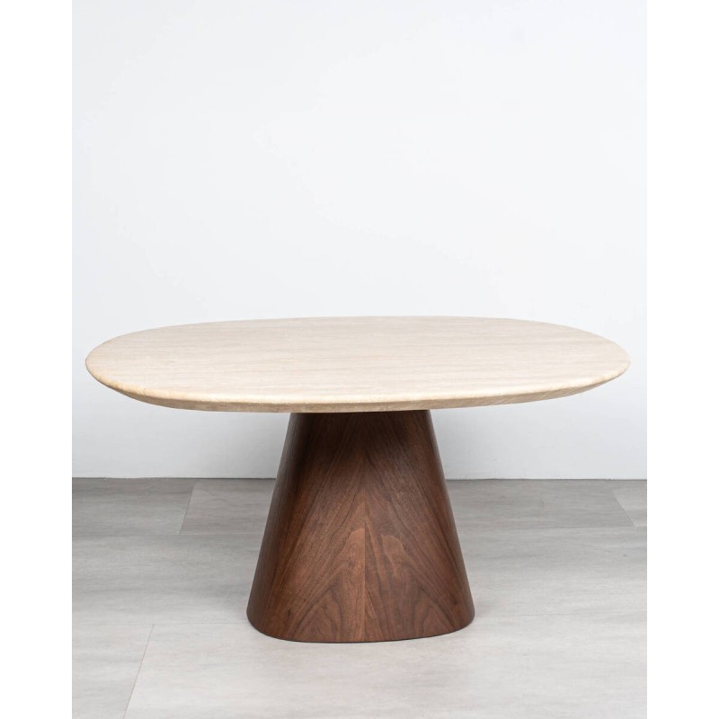 Mesa de centro Nativa travertino y base de nogal