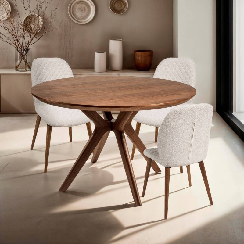 Yara round dining table in walnut veneer