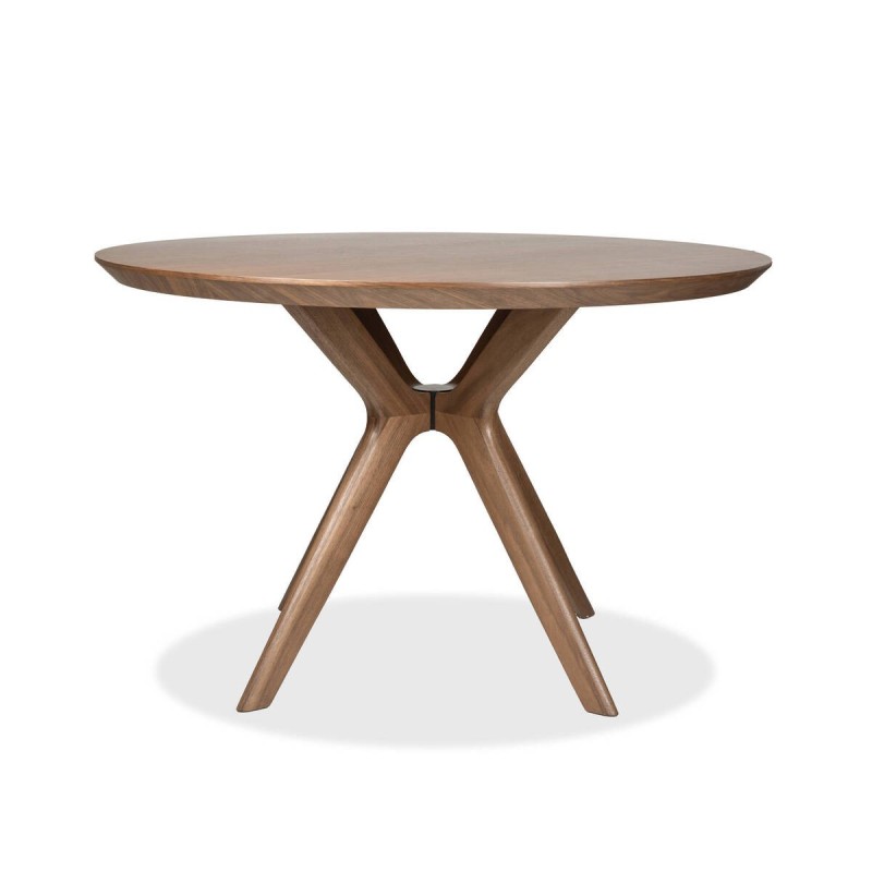 Yara round dining table in walnut veneer