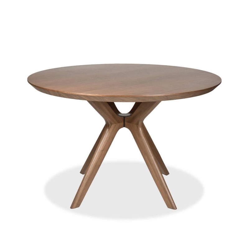 Yara round dining table in walnut veneer