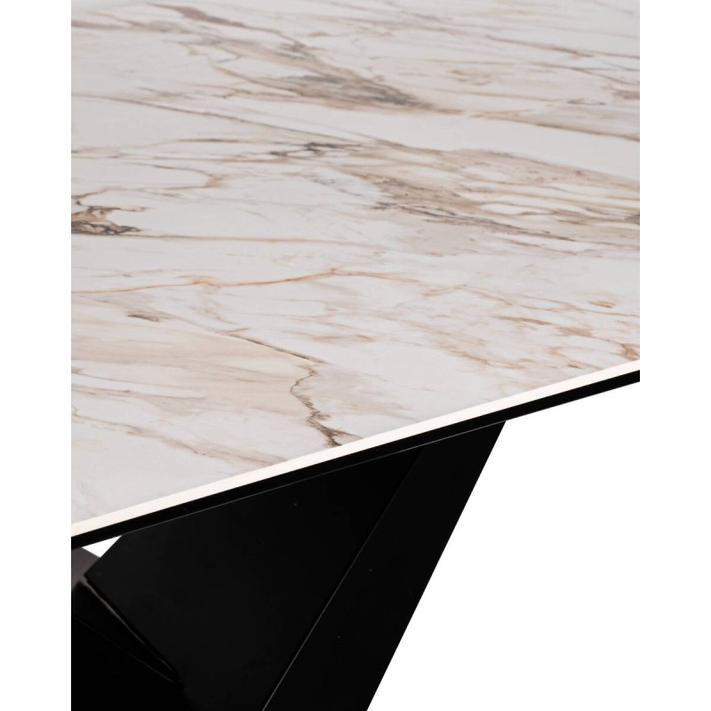 Mesa de comedor rectangular bulinx con tapa de cerámica y patas cruzadas 180x90x76cm