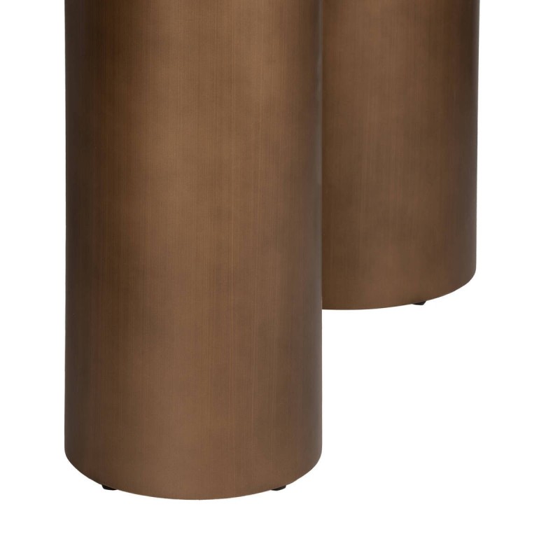 Mesa alina ovalada cerámica con patas cilíndricas en bronce cepillado 220x110x76cm