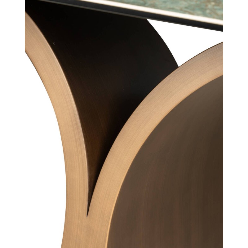 Mesa de comedor extensible luvia con tapa de cerámica verde 200/300x100x76cm