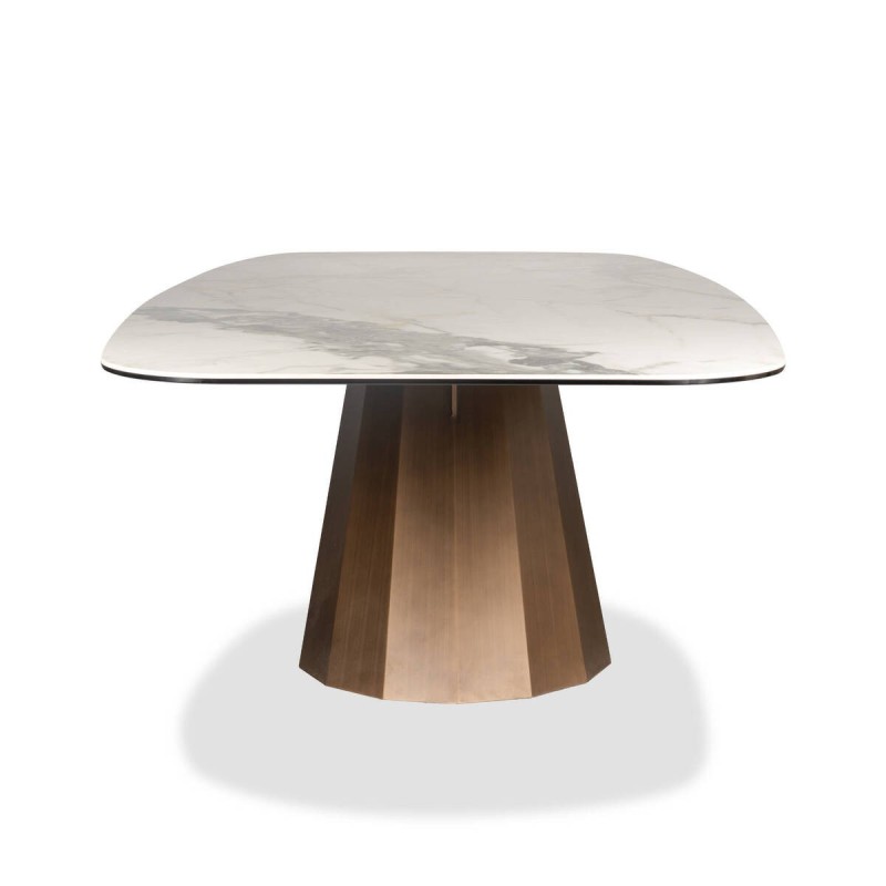 Mesa de comedor Oria con base escultórica y tapa de cerámica 240x110x76cm