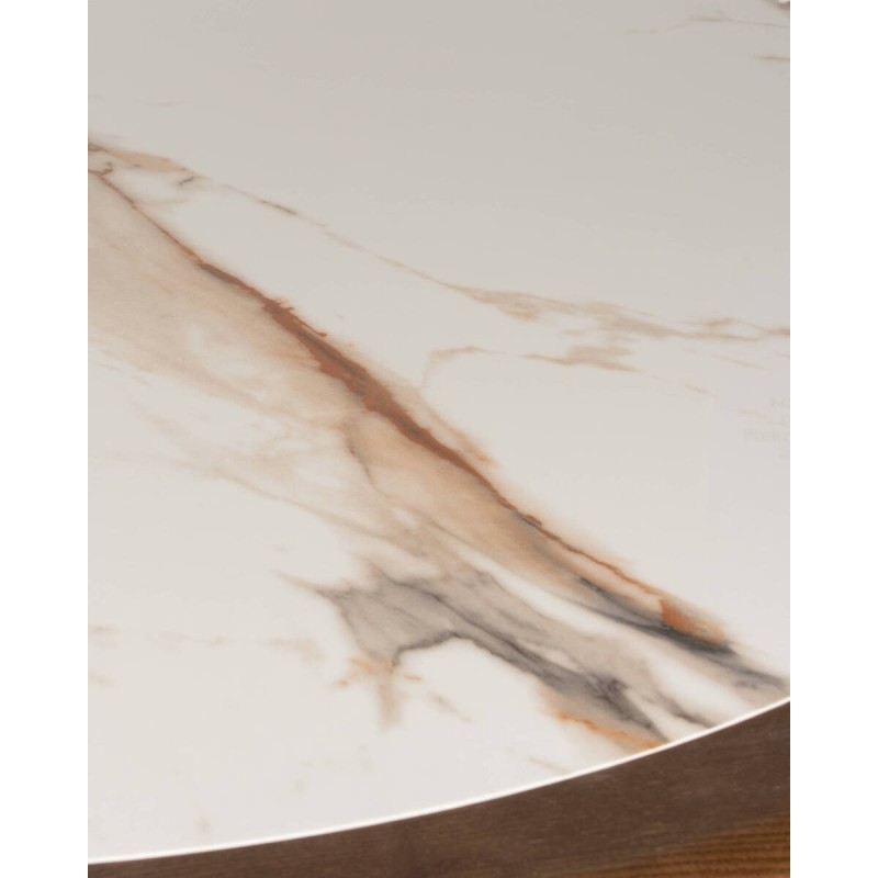 Mesa redonda naiad de cerámica con base en forma de gota 135x76cm