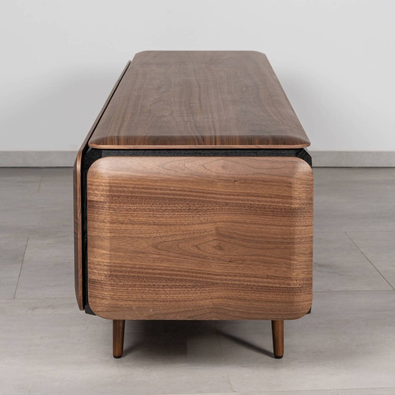 Mueble TV Teresa en Chapa de Nogal con Detalles en Negro 180cm