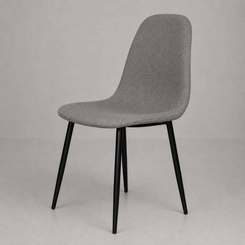 Silla nivara curvilínea gris con patas de hierro 45x55x86cm