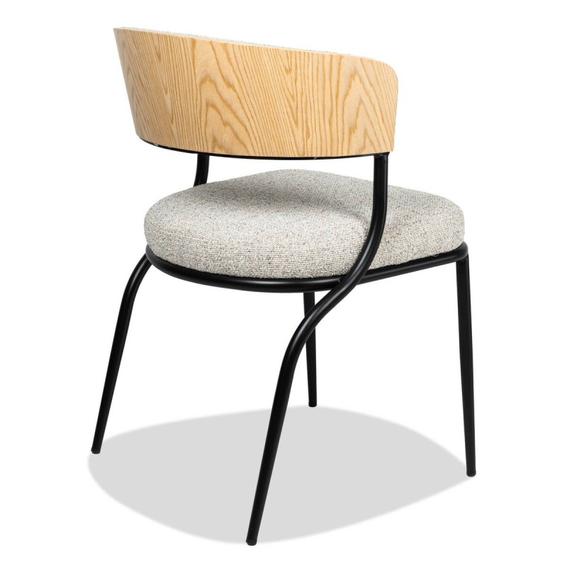 Silla Eilo de chapa de nogal y tapizado bouclé blanco 69x52x73cm