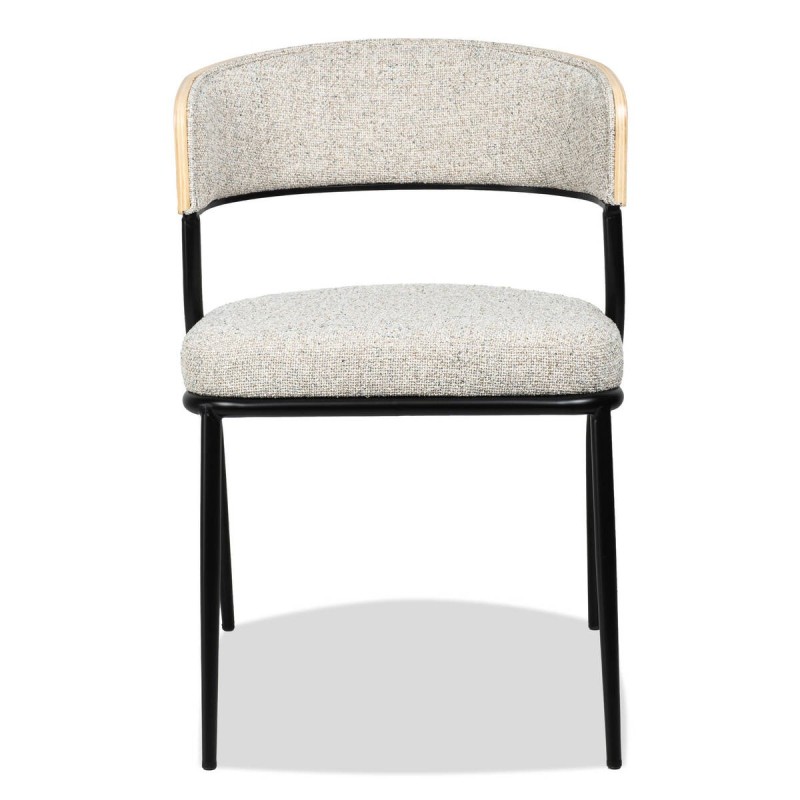 Silla Eilo de chapa de nogal y tapizado bouclé blanco 69x52x73cm