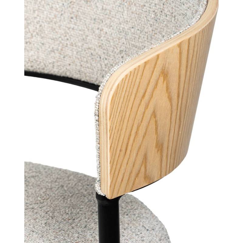 Silla Eilo de chapa de nogal y tapizado bouclé blanco 69x52x73cm