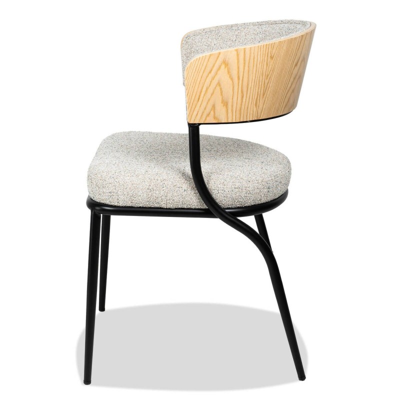 Silla Eilo de chapa de nogal y tapizado bouclé blanco 69x52x73cm