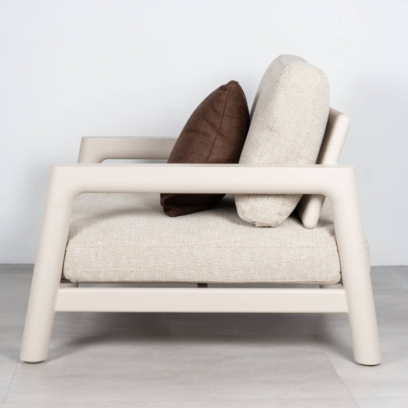 Sillón de Exterior Tolo con Cuerda Olefín y Estructura de Aluminio Beige Arena