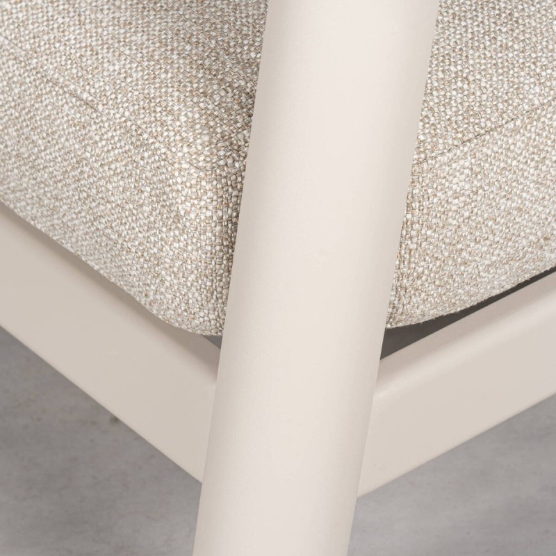 Tolo Outdoor Armchair with Olefin Rope and Sand Beige Aluminum Frame