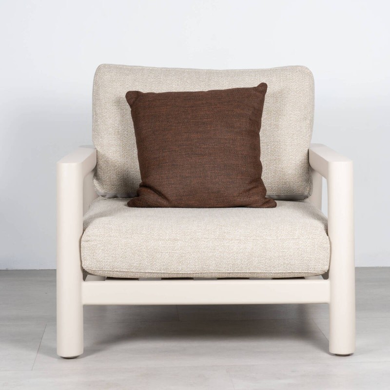 Sillón de Exterior Tolo con Cuerda Olefín y Estructura de Aluminio Beige Arena