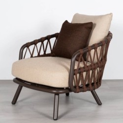 Sillón de Terraza Kafue con Cuerda Olefín Marrón Chocolate