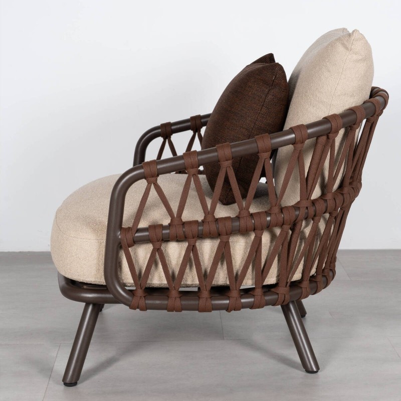 Kafue Terrace Armchair with Chocolate Brown Olefin Rope