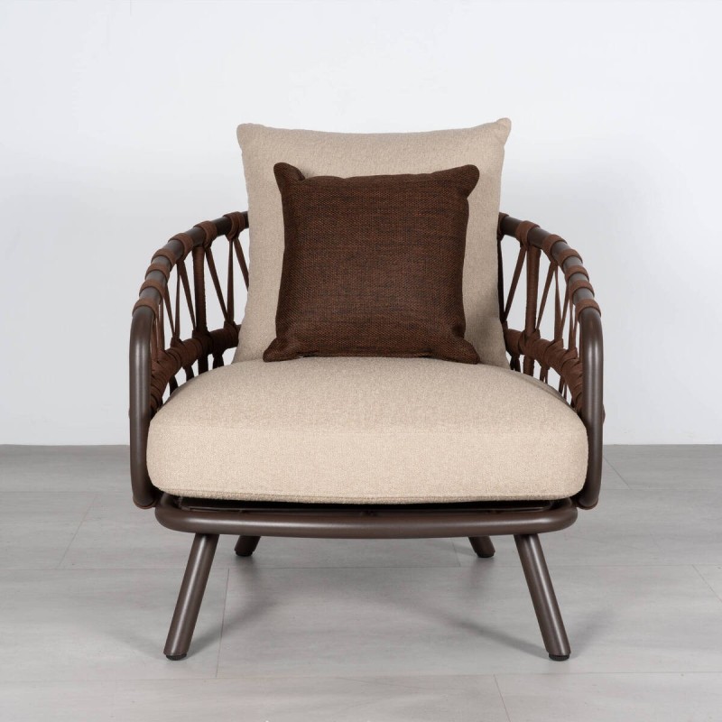 Kafue Terrace Armchair with Chocolate Brown Olefin Rope