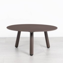 Mesa de Centro de Terraza Kafue Redonda de Aluminio Marrón chocolate 60 cm