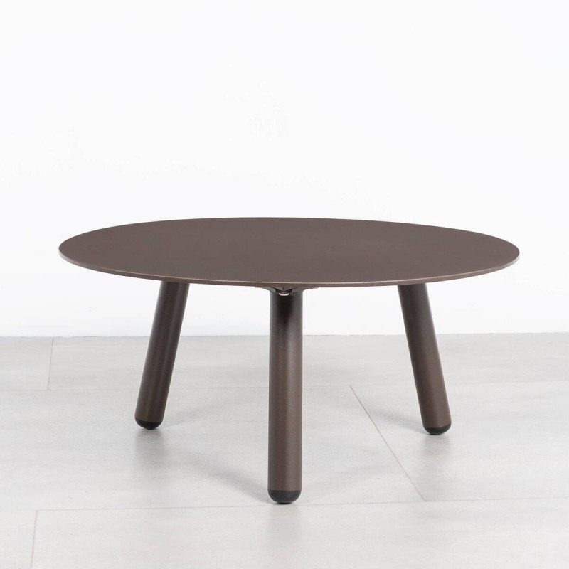 Kafue Round Aluminum Terrace Coffee Table, Chocolate Brown, 60 cm
